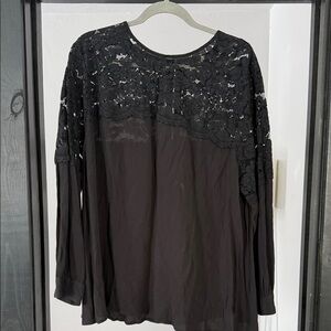 Women’s Black Lace Flowy Blouse, 22